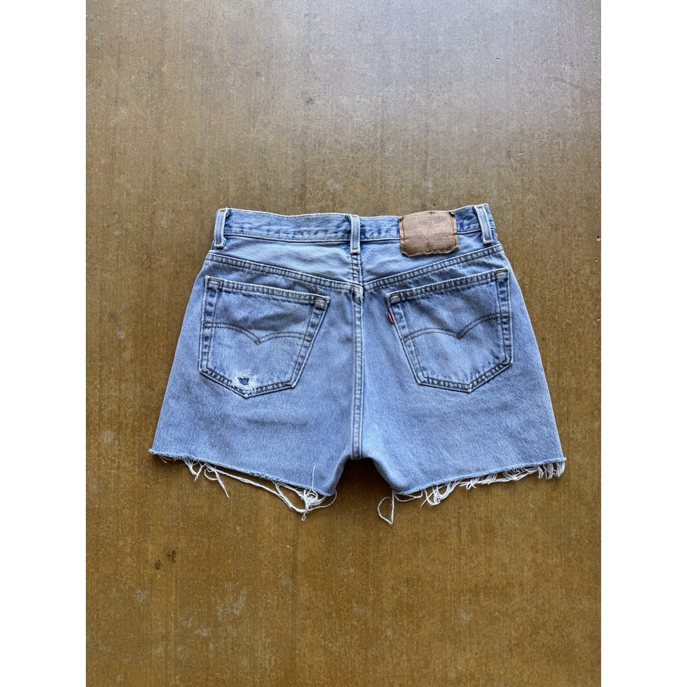 VTG 90s Levis Cut Offs Mini Booty Denim Shorts Western Cowgirl 501s (30W) Womens